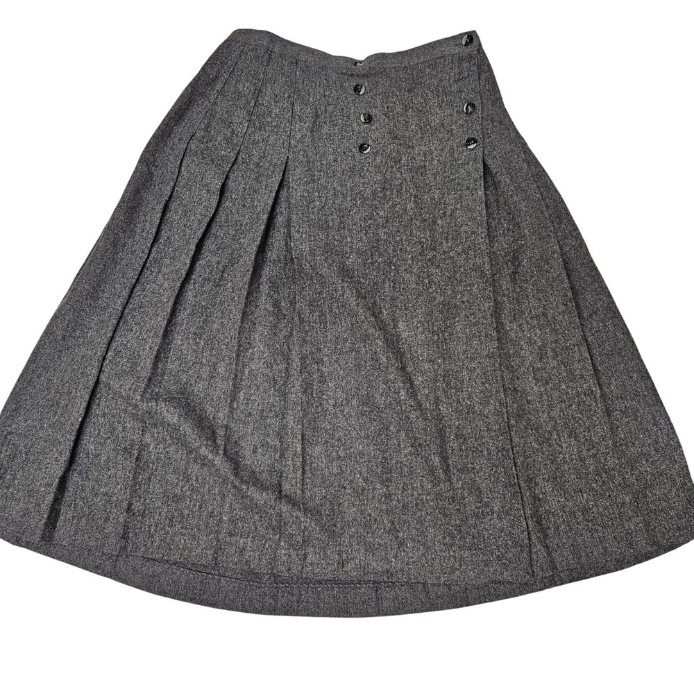 Vintage Century of Boston Wool Pleated‎ Wrap Skirt Women's Size M Gray